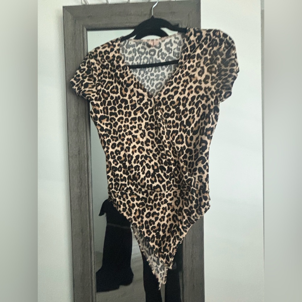 Leopard Print Wrap Top